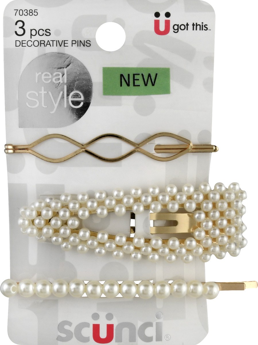 slide 1 of 9, scünci Real Style Pins 3 ea, 3 ct