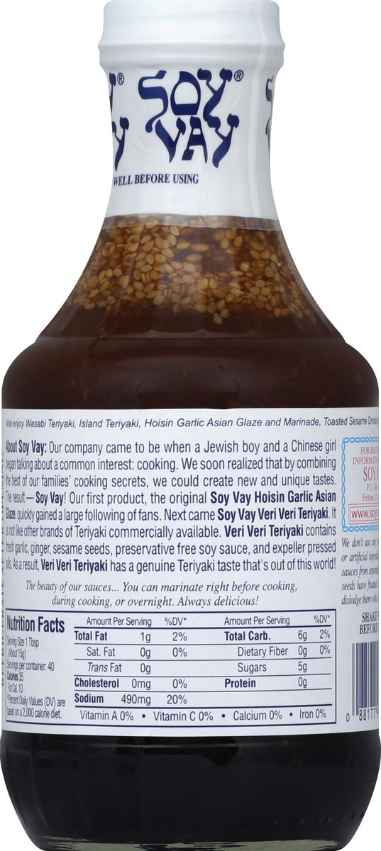 slide 6 of 6, Soy Vay Teriyaki Marinade and Sauce, Veri Veri, 21 oz