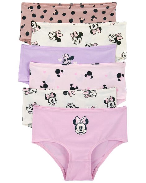 slide 1 of 1, Carter's Kid 6-Pack Minnie Mouse Stretch Cotton Underwear Pink/Purple/White 14, 1 ct