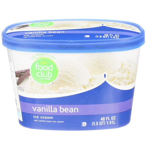 slide 1 of 1, Food Club Vanilla Bean Ice Cream, 48 fl oz