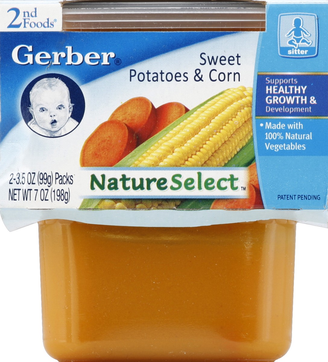 slide 5 of 6, Gerber 2nd NatureSelect Sweet Potatoes and Corn Baby Food, 2 ct; 3.5 oz