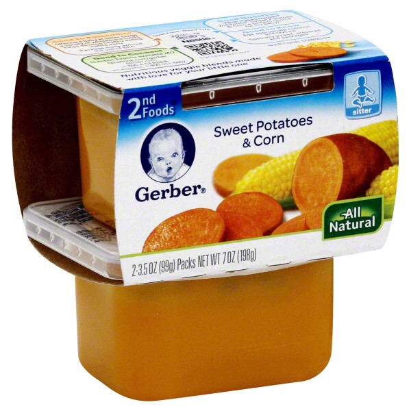 slide 1 of 6, Gerber 2nd NatureSelect Sweet Potatoes and Corn Baby Food, 2 ct; 3.5 oz