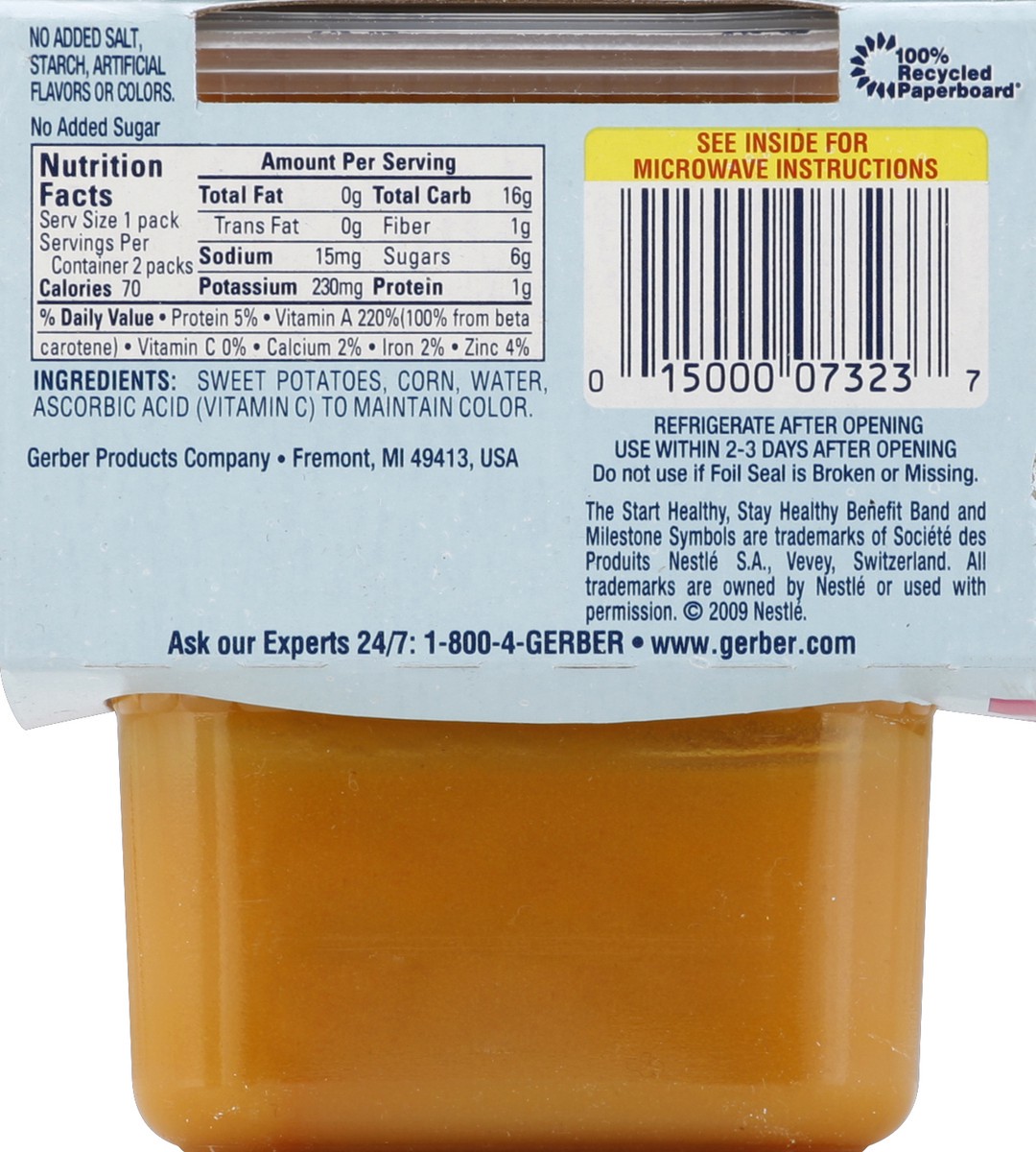 slide 6 of 6, Gerber 2nd NatureSelect Sweet Potatoes and Corn Baby Food, 2 ct; 3.5 oz