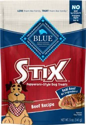 Blue Buffalo Stix Natural Soft-Moist Dog Treats, Beef Recipe 5-oz Bag