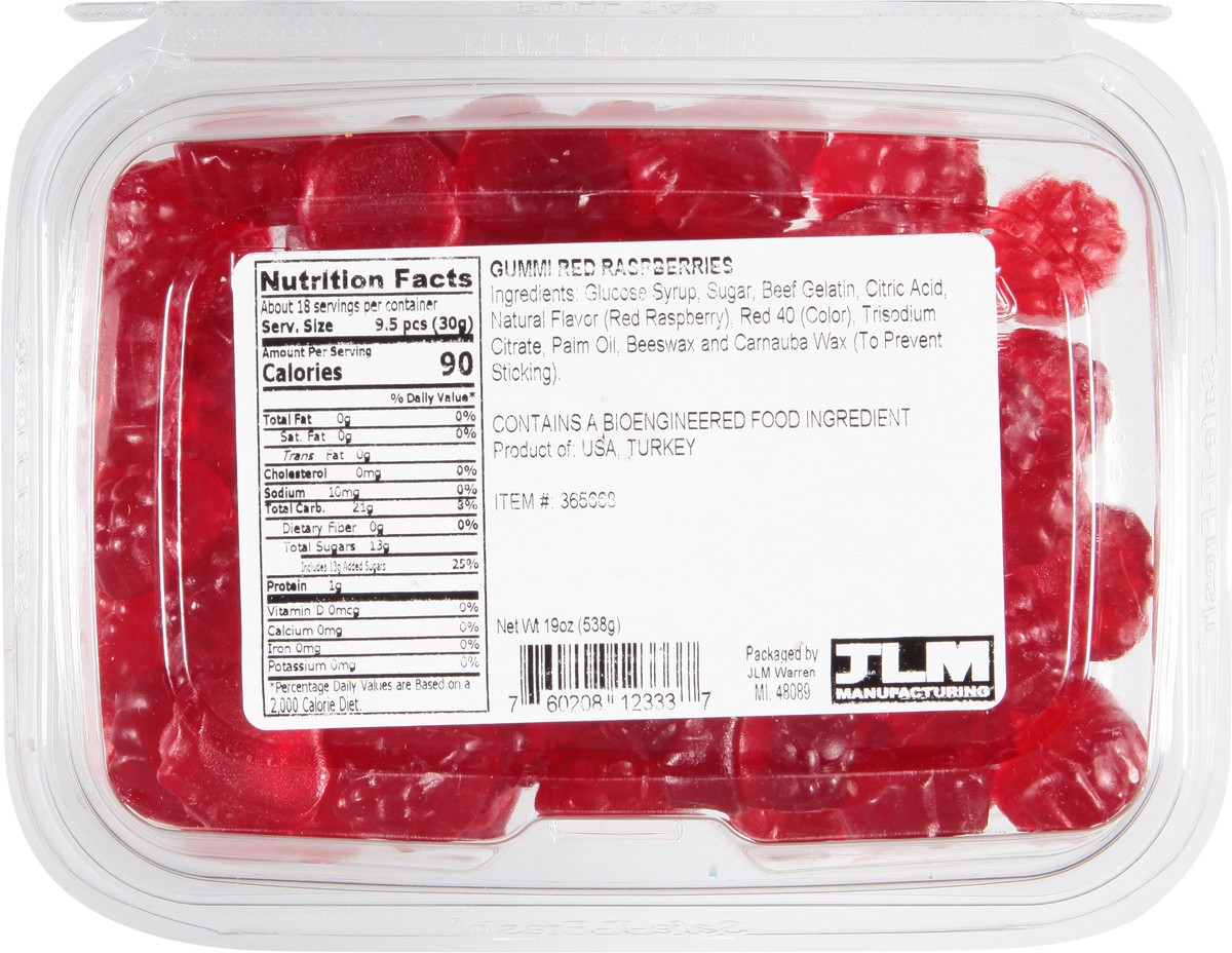 slide 7 of 9, JLM Manufacturing Gummi Red Raspberries 19 oz, 19 oz