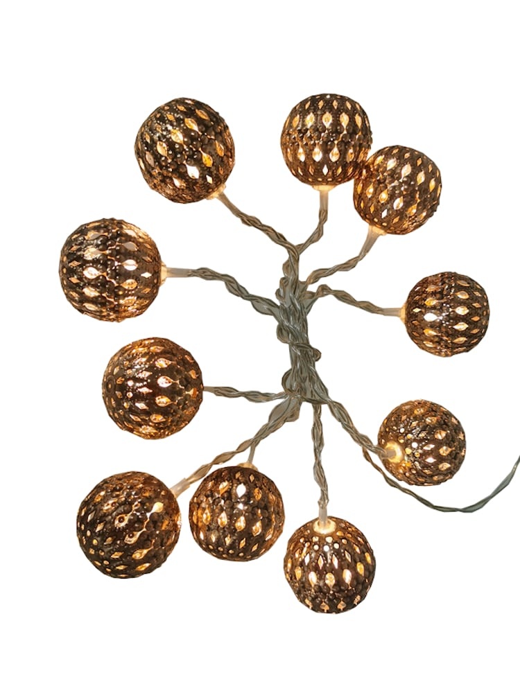 slide 1 of 1, Holiday Home Led Geometric String Lights - Copper, 10 ct