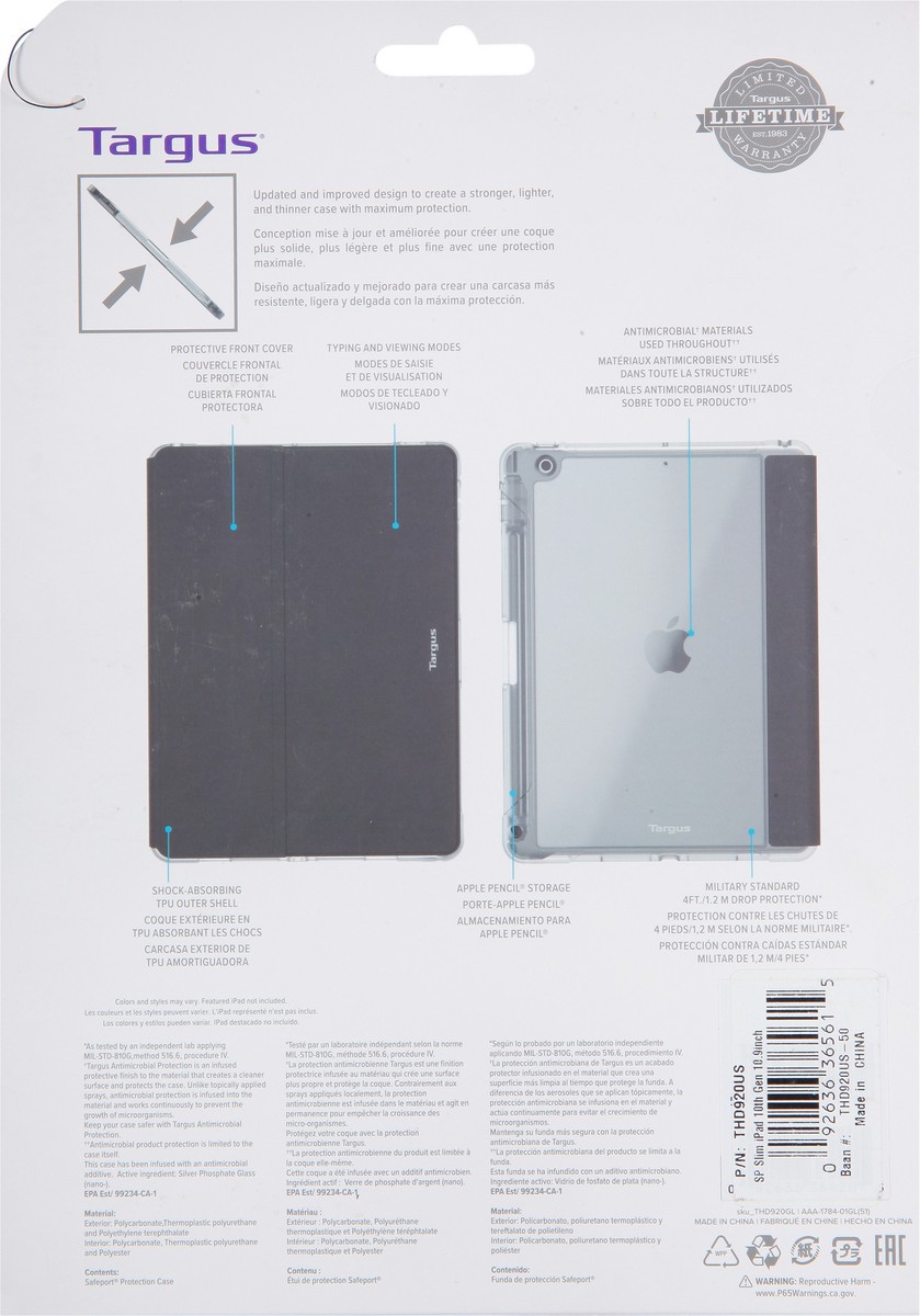 slide 9 of 9, Targus 10.9 Inch 10th Gen Safeport Slim iPad 1 ea, 1 ct