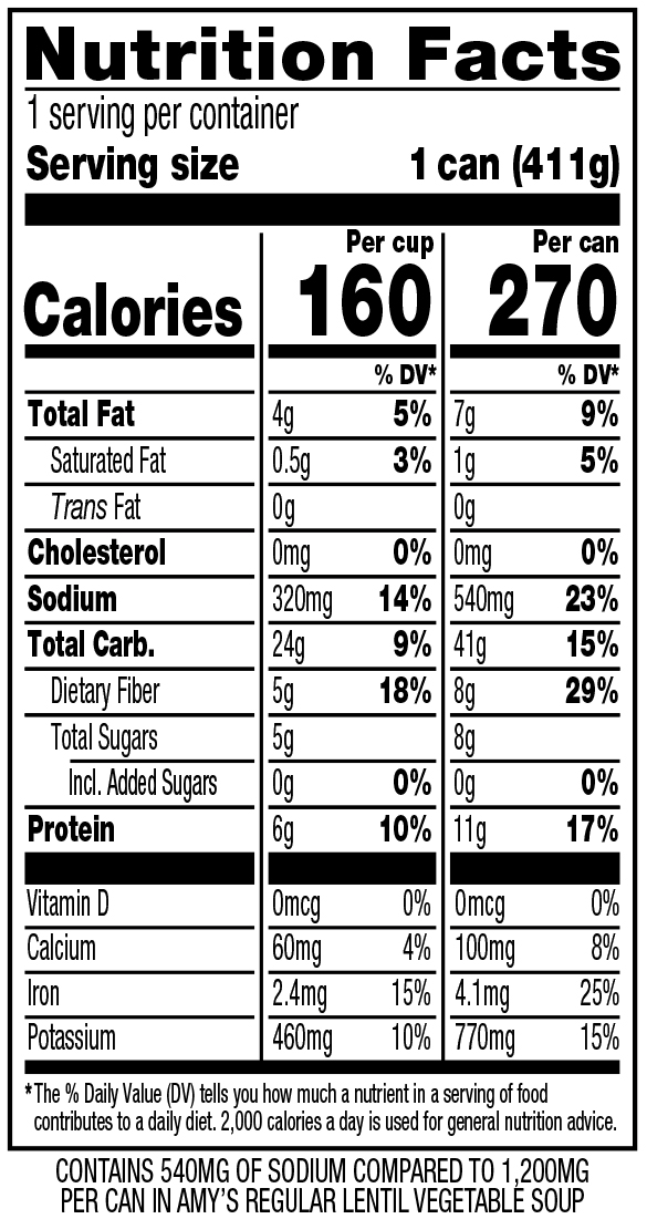 slide 5 of 7, Amy's Light in Sodium Lentil Vegetable Soup, 14.5 oz