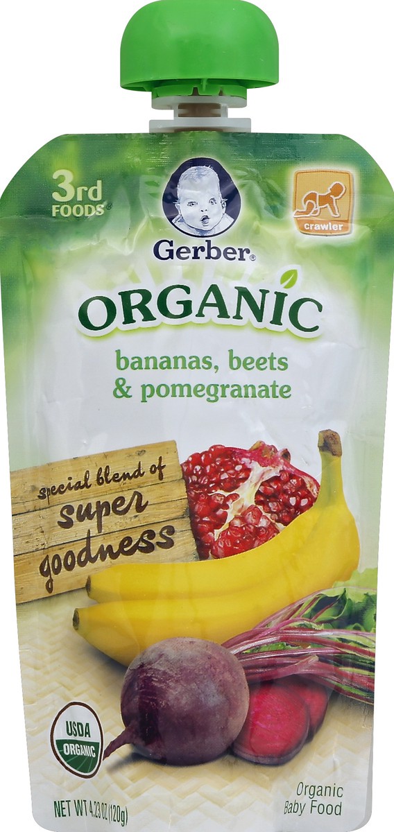 slide 2 of 2, Gerber Organic 3rd Foods Baby Food, Bananas, Beets & Pomegranate, 4.23 oz