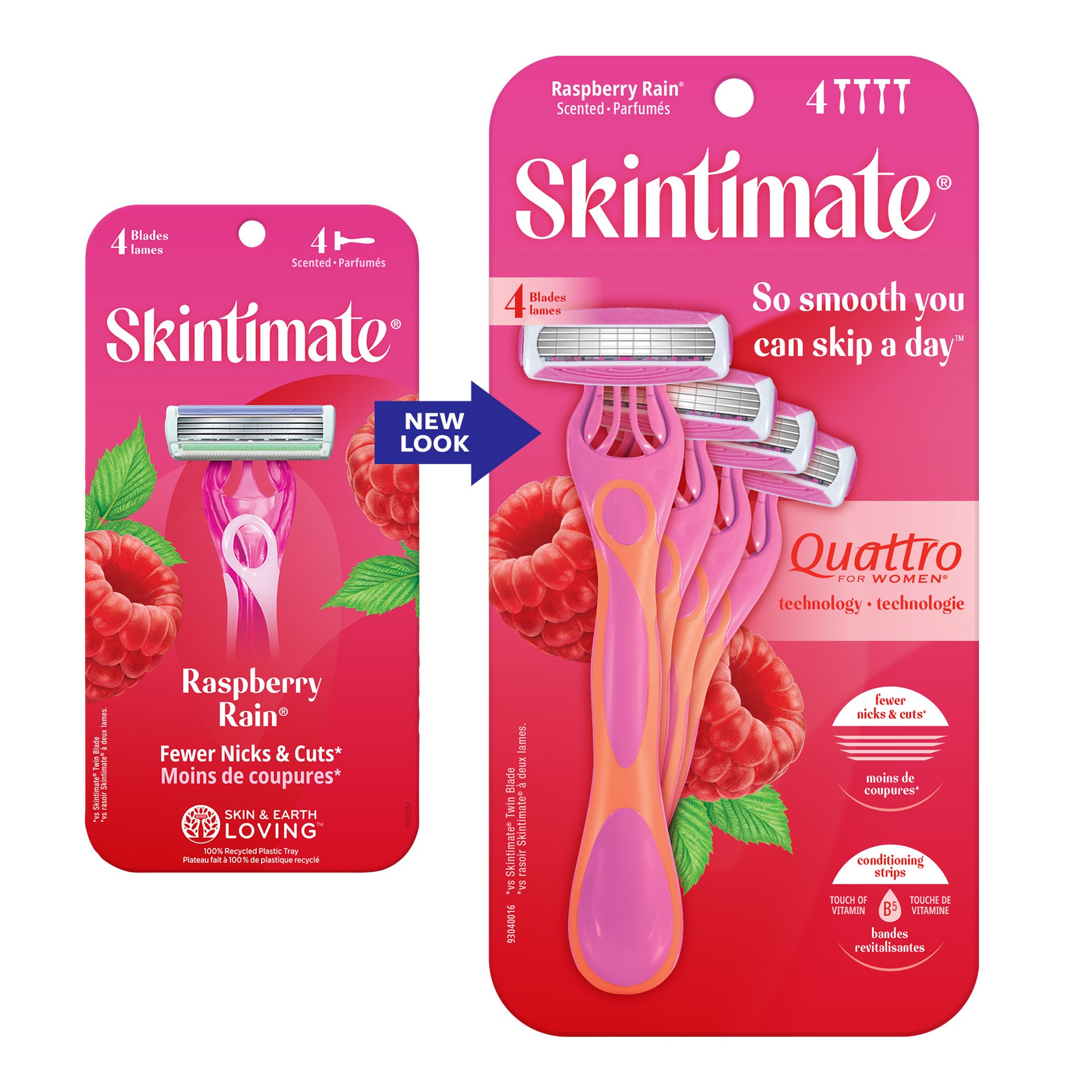 slide 3 of 8, Skintimate Raspberry Rain Disposables 4-Blade 4-Ct, 4 ct