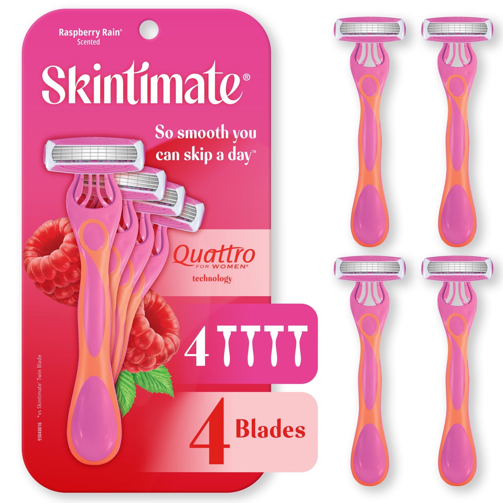 slide 4 of 8, Skintimate Raspberry Rain Disposables 4-Blade 4-Ct, 4 ct