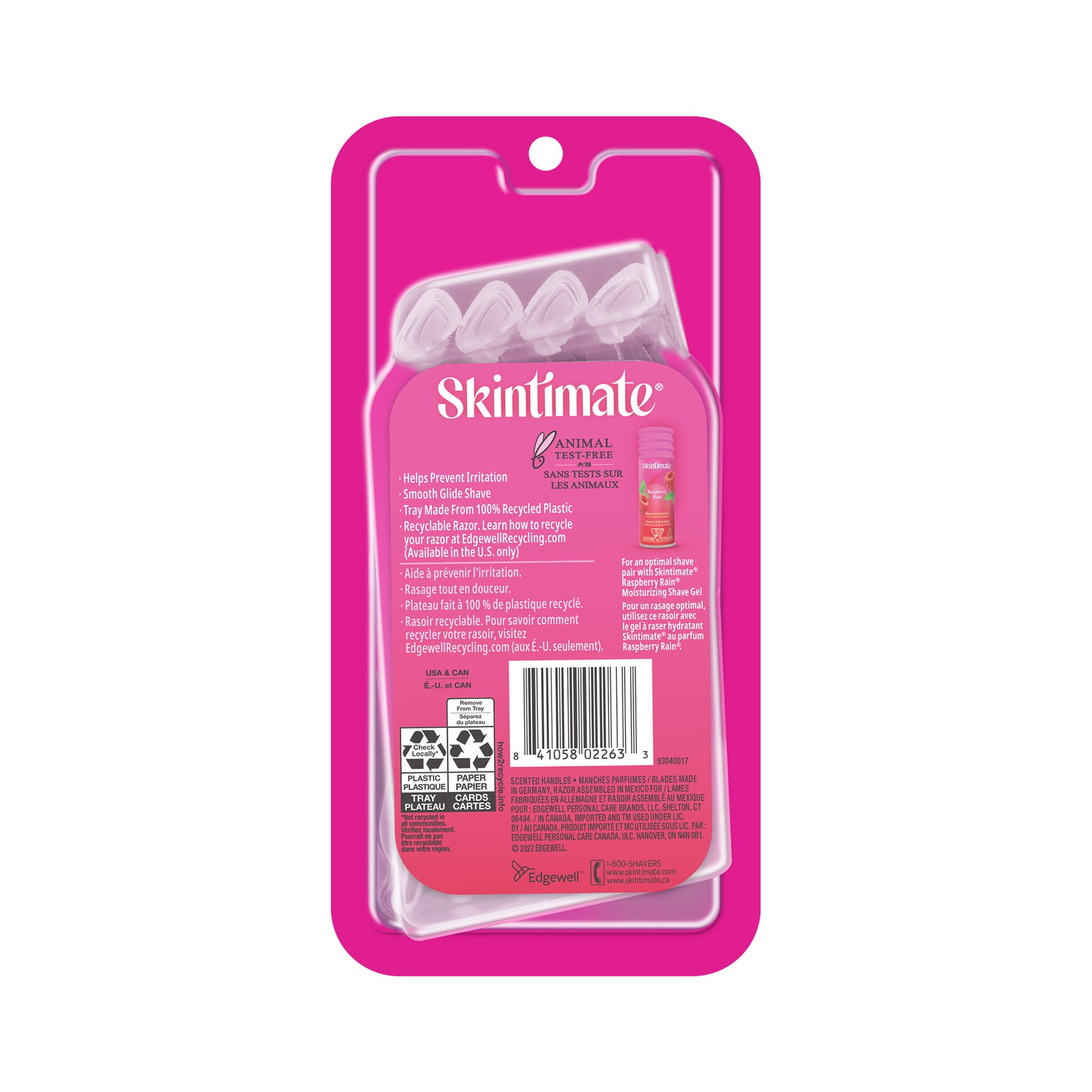 slide 8 of 8, Skintimate Raspberry Rain Disposables 4-Blade 4-Ct, 4 ct