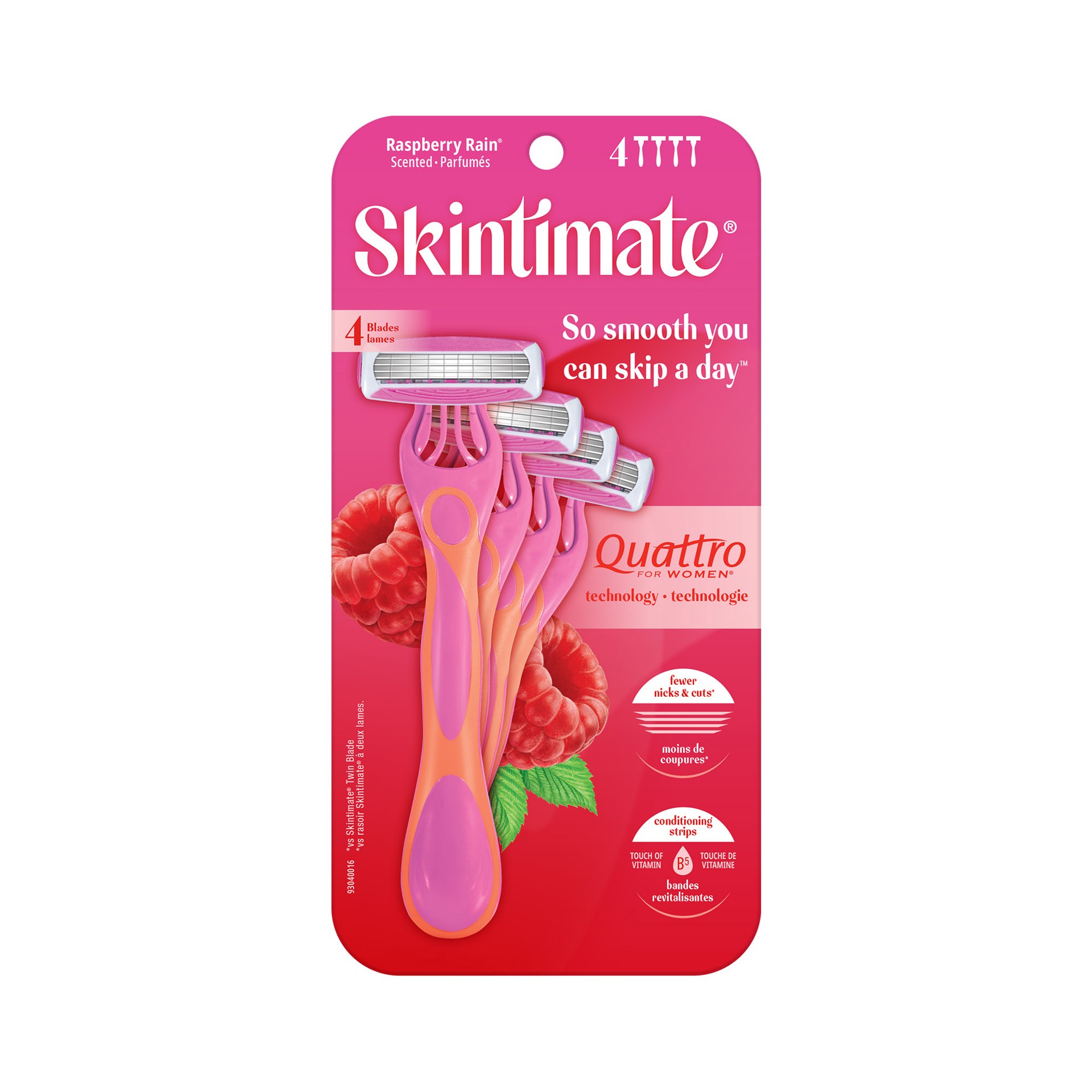 slide 1 of 8, Skintimate Raspberry Rain Disposables 4-Blade 4-Ct, 4 ct