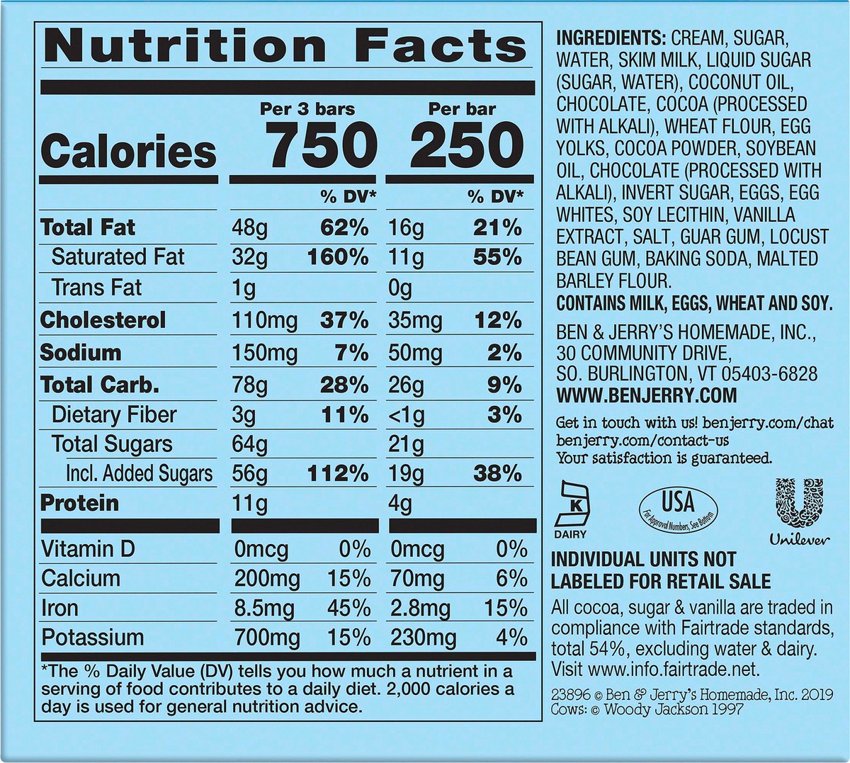 slide 3 of 3, Ben & Jerry's Pint Slices ice cream bars Chocolate Fudge Brownie, 9 oz, 3 Count , 9 fl oz