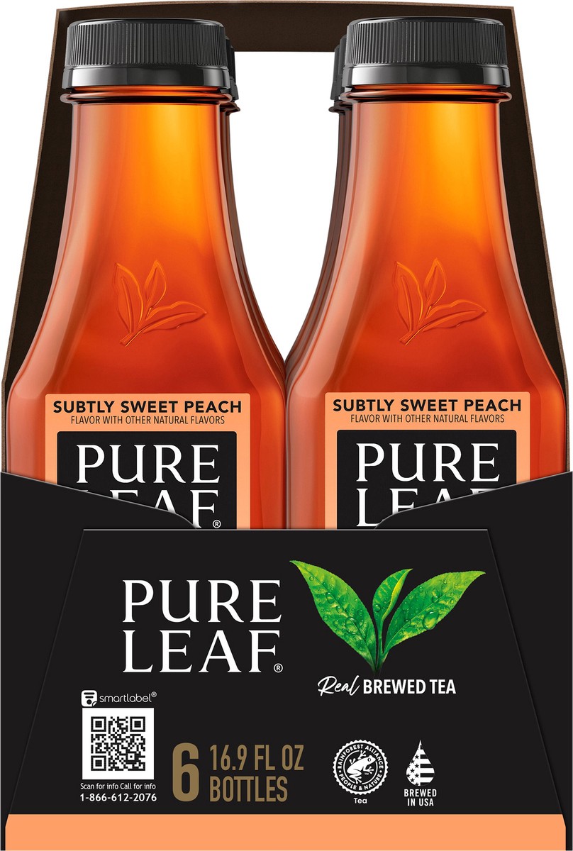 slide 4 of 4, Pure Leaf Lower Sugar Real Brewed Tea Subtly Sweet Peach 16.9 Fl Oz 6 Count,