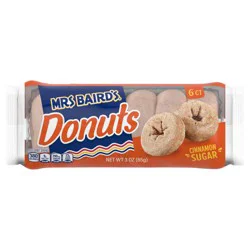 Mrs. Baird's Cinnamon Sugar Donuts, 8 count, Cinnamon Mini Donuts, 3 oz Bag