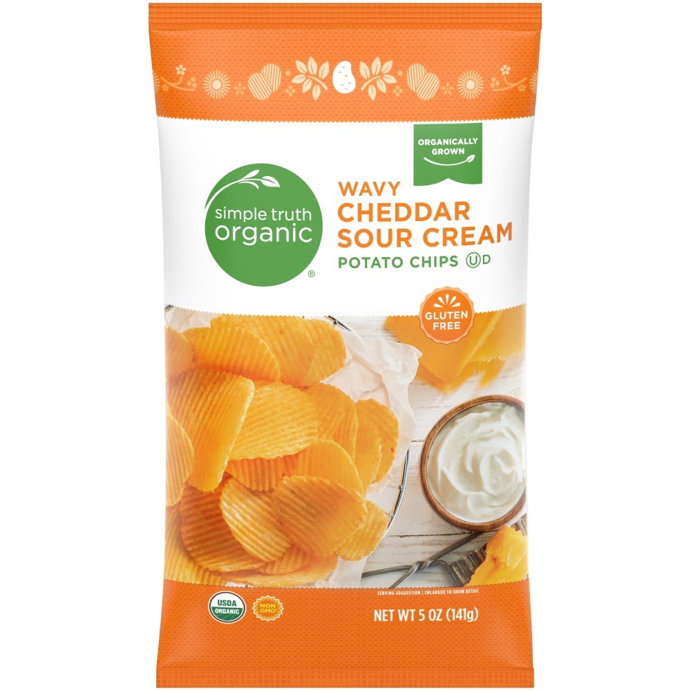 slide 1 of 1, Simple Truth Organic Wavy Cheddar Sour Cream Potato Chips, 5 oz