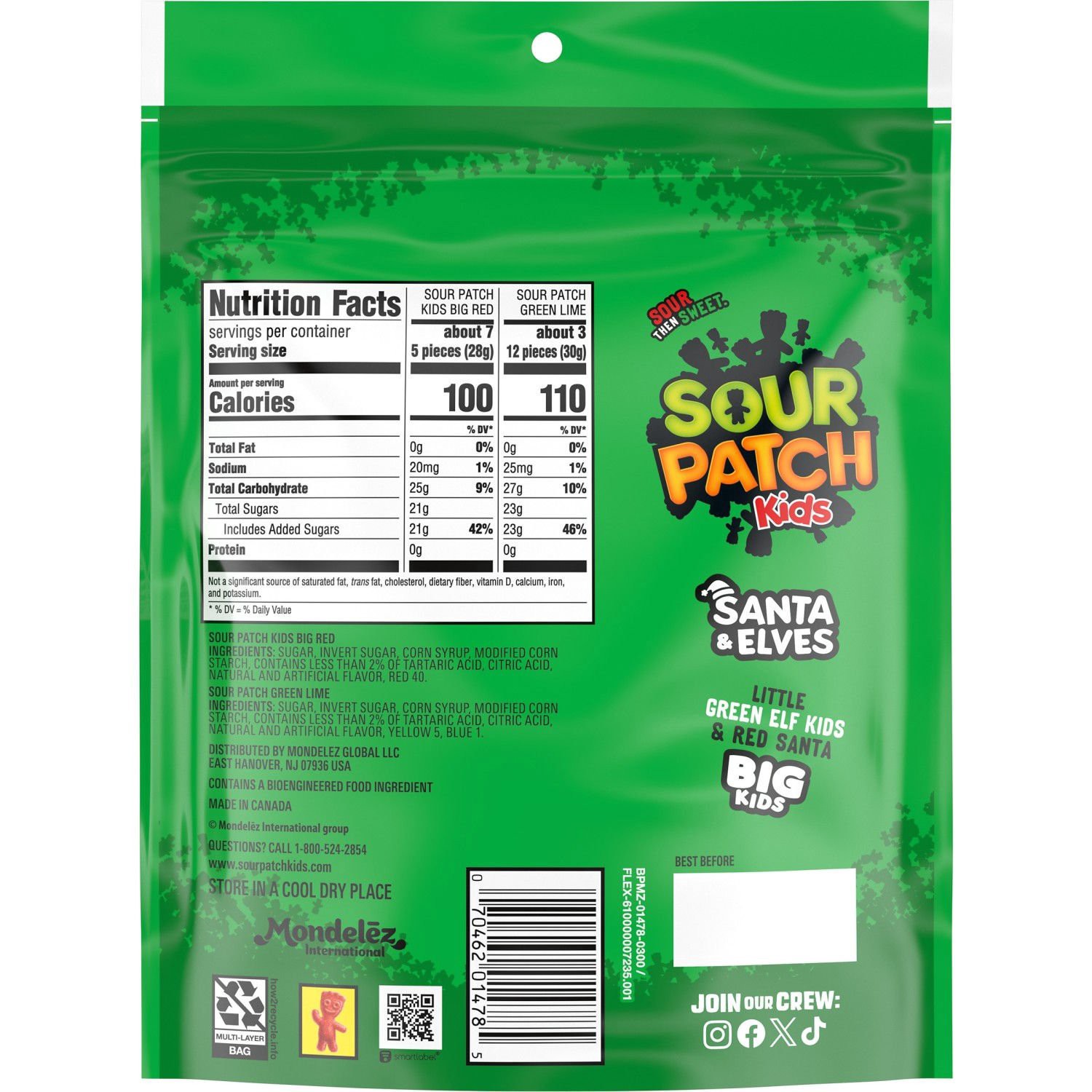 slide 7 of 10, SOUR PATCH KIDS Santa & Elves Soft & Chewy Holiday Candy, 9.8 oz, 9.8 oz