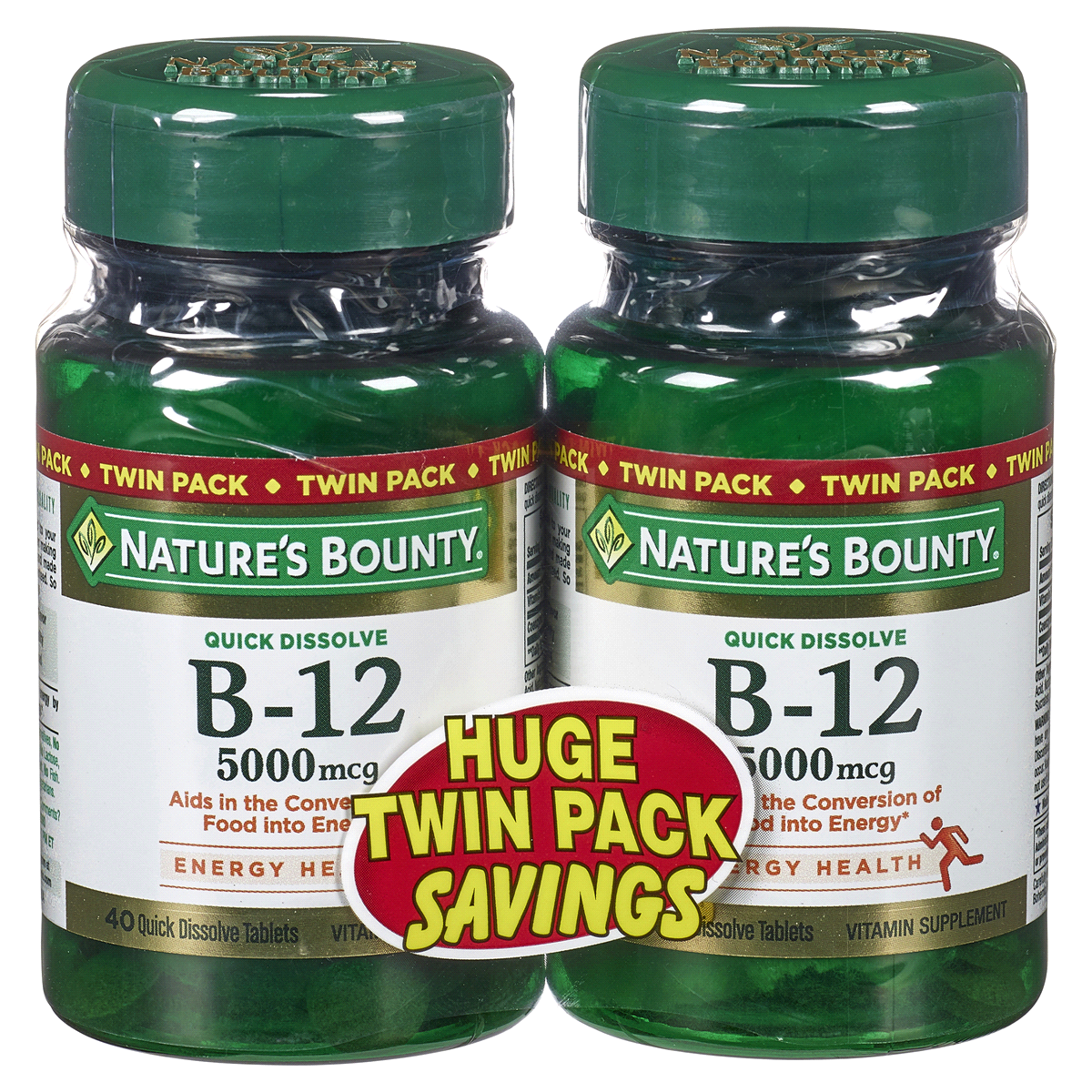 slide 1 of 9, Nature's Bounty B12 Twin Pack, 40+, 40 ct