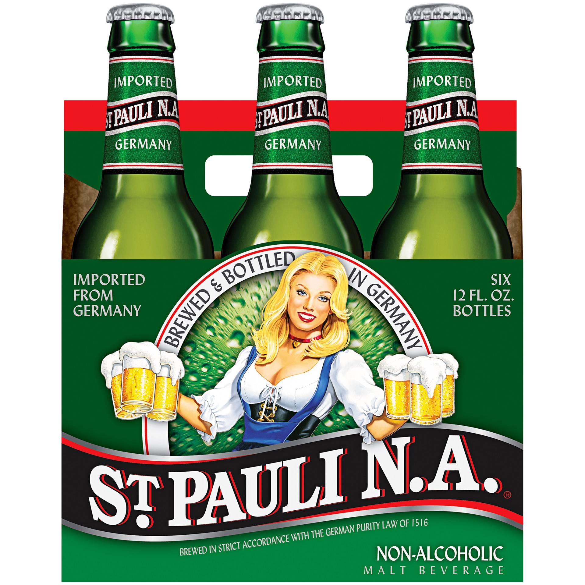 slide 2 of 2, Saint Pauli Girl NA St. Pauli Girl Non Alcoholic Beer Pilsner, 6 Pack 12 fl. oz. Bottles, 0.0% ABV, 6 ct