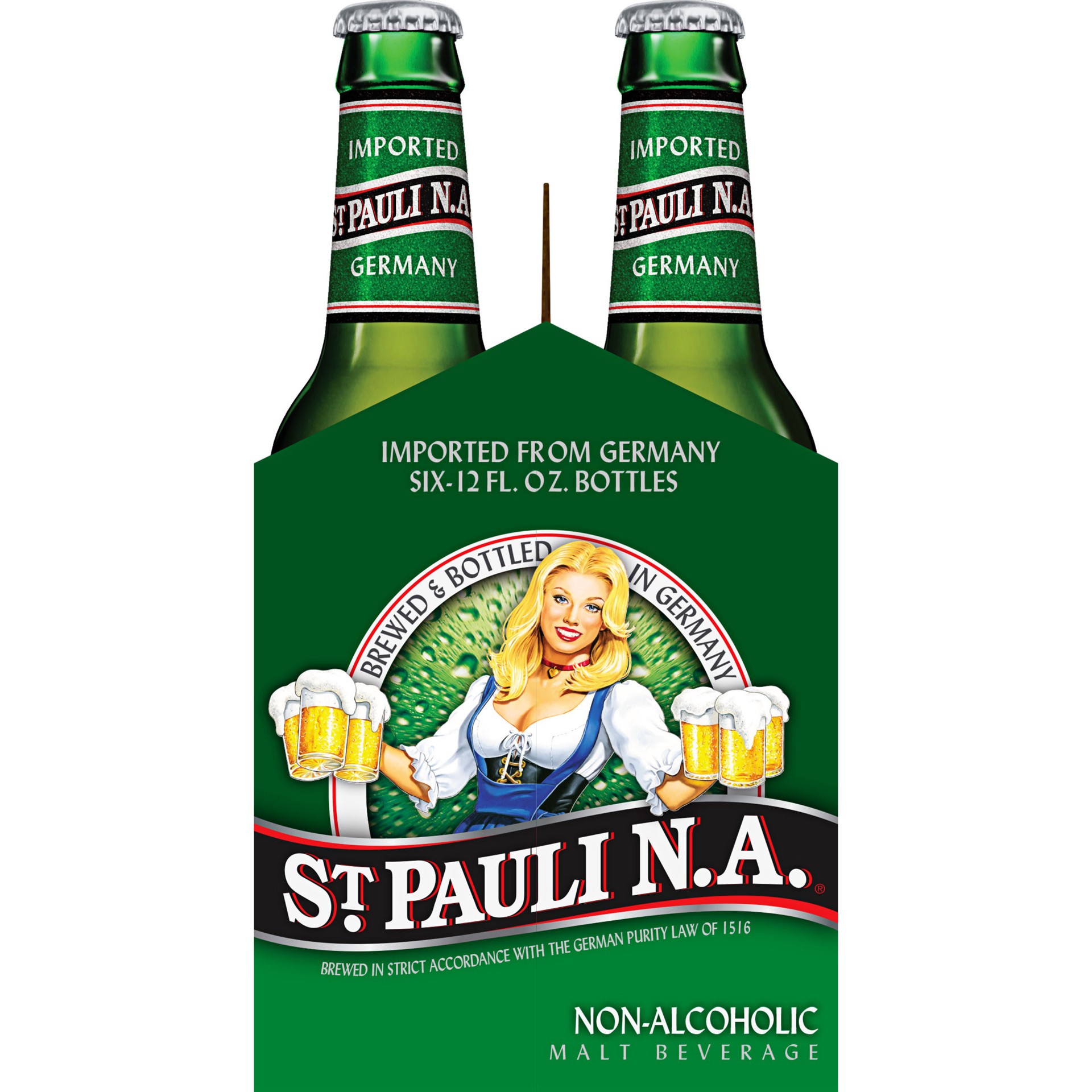 slide 1 of 2, Saint Pauli Girl NA St. Pauli Girl Non Alcoholic Beer Pilsner, 6 Pack 12 fl. oz. Bottles, 0.0% ABV, 6 ct