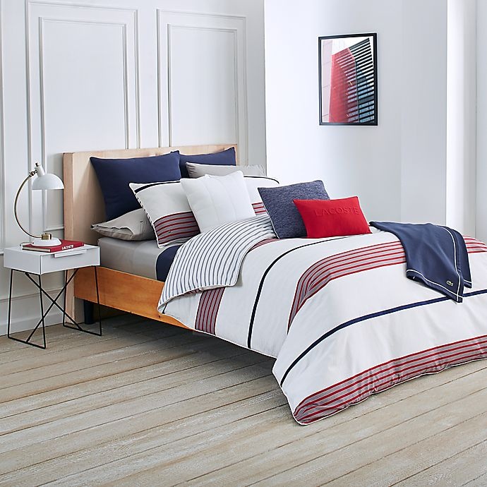 slide 1 of 4, Lacoste Milady Reversible Full/Queen Duvet Cover Set - Red, 3 ct