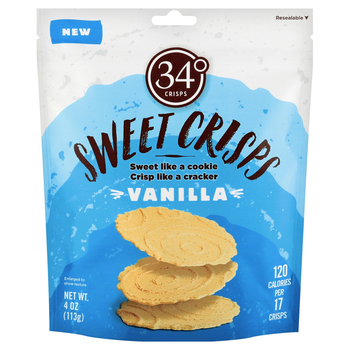 slide 1 of 8, 34 Degrees Sweet Crisps, Vanilla, 4 oz