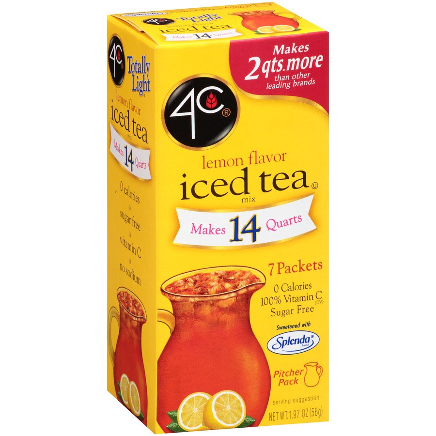 slide 2 of 8, 4C Sugar Free Lemon Flavor Iced Tea Mix 7 ea, 1.97 oz; 14 qt