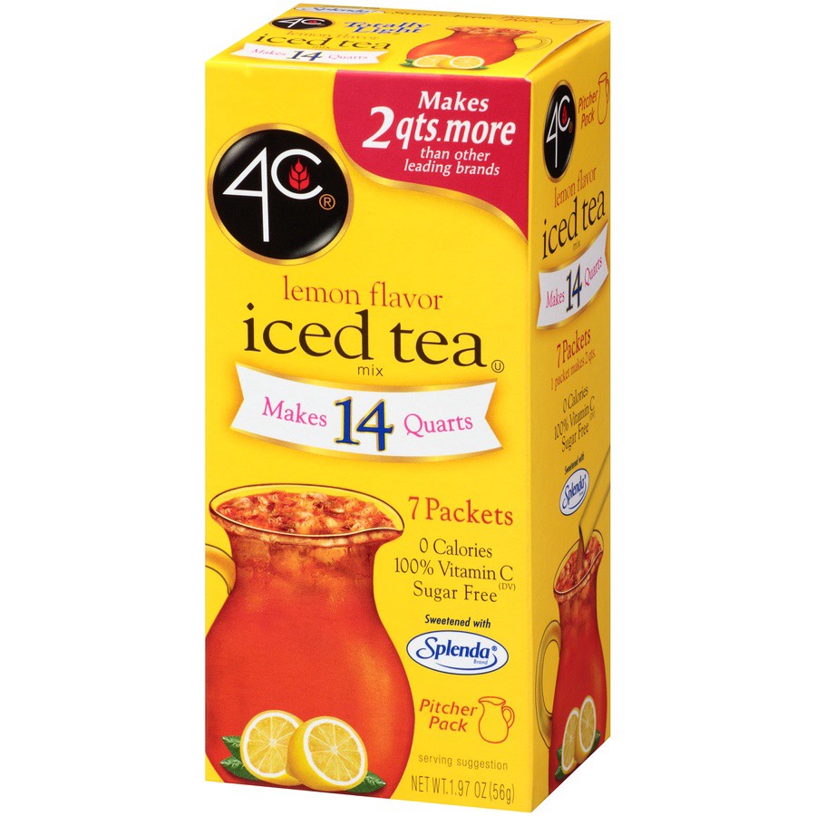 slide 3 of 8, 4C Sugar Free Lemon Flavor Iced Tea Mix 7 ea, 1.97 oz; 14 qt