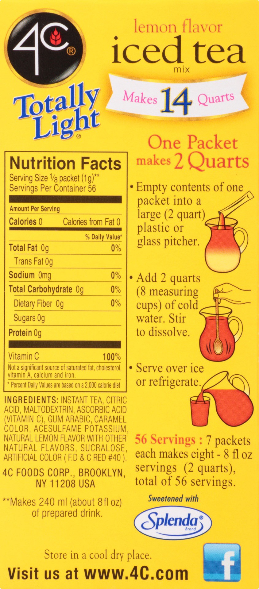 slide 6 of 8, 4C Sugar Free Lemon Flavor Iced Tea Mix 7 ea, 1.97 oz; 14 qt