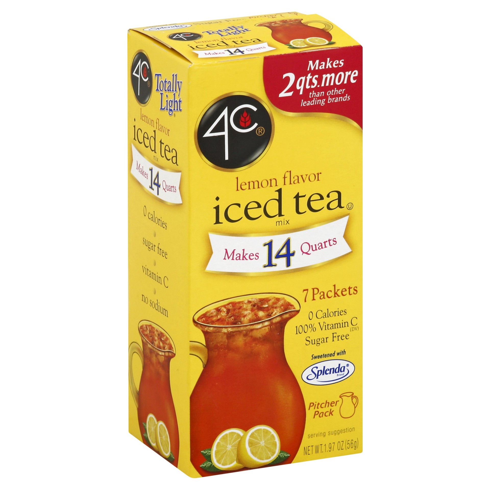 slide 1 of 8, 4C Sugar Free Lemon Flavor Iced Tea Mix 7 ea, 1.97 oz; 14 qt