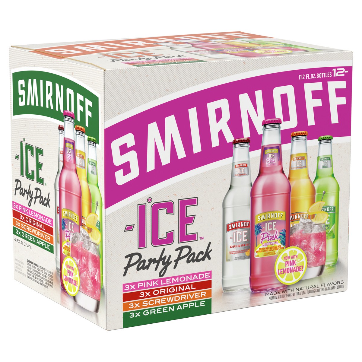 slide 2 of 9, Smirnoff Ice Sparkling Drink Party Pack, 11.2oz Bottles, 12pk, 134.4 fl oz