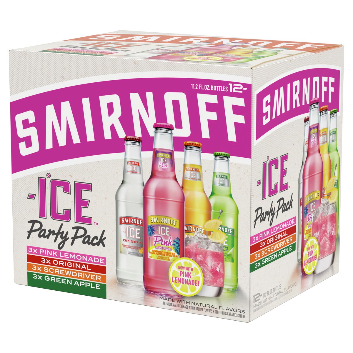 slide 3 of 9, Smirnoff Ice Sparkling Drink Party Pack, 11.2oz Bottles, 12pk, 134.4 fl oz