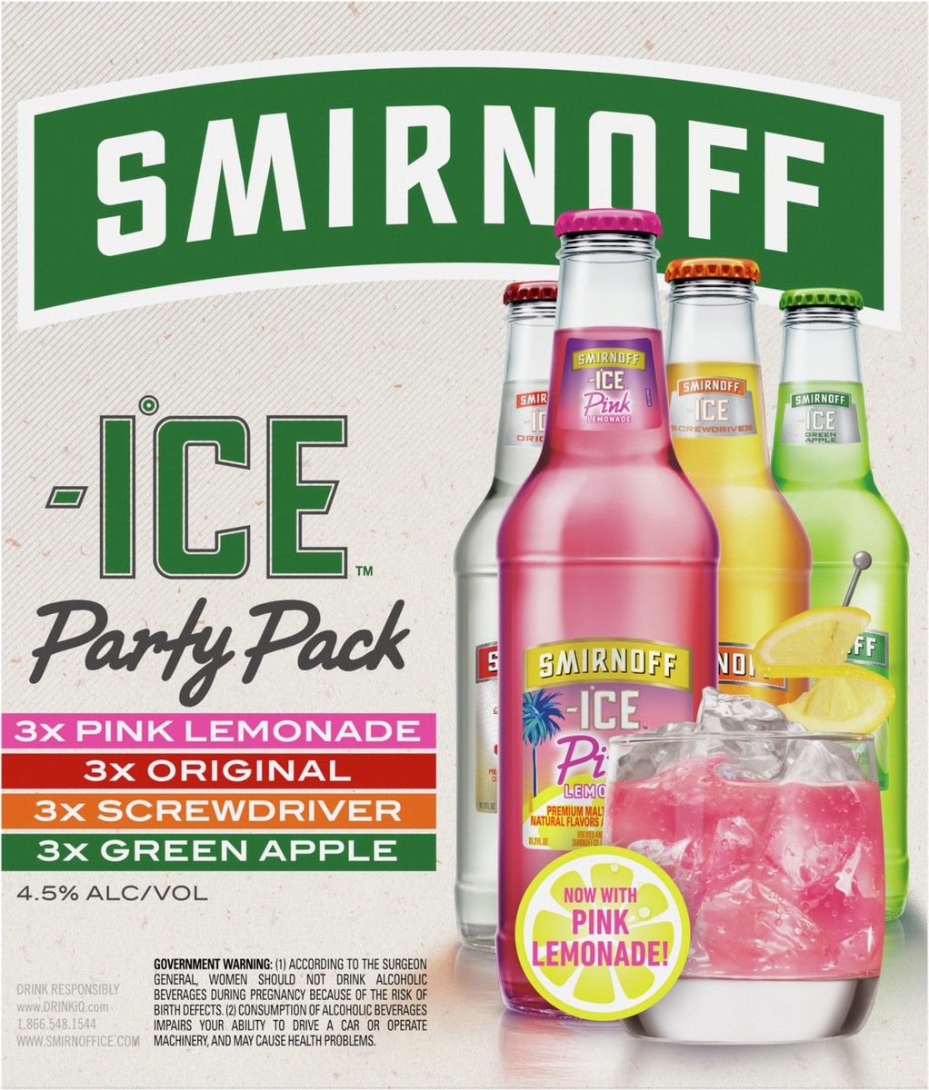 slide 7 of 9, Smirnoff Ice Sparkling Drink Party Pack, 11.2oz Bottles, 12pk, 134.4 fl oz