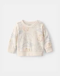 Carter's Baby Animal Friends Terry Pullover Sweatshirt - Cream Beige 6m