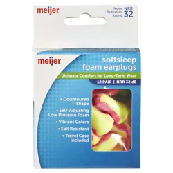 Meijer Foam Softsleep Earplugs, 12 Pairs