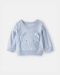 Carter's Baby Boy Elephant Terry Pullover Sweatshirt - Blue 18M