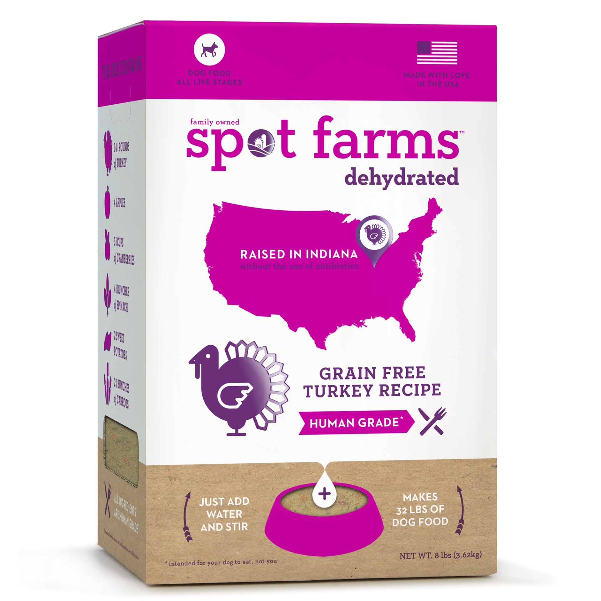 slide 1 of 1, Spot Farms Dehydrated Grain Free Turkey Dog Food, 8 lb