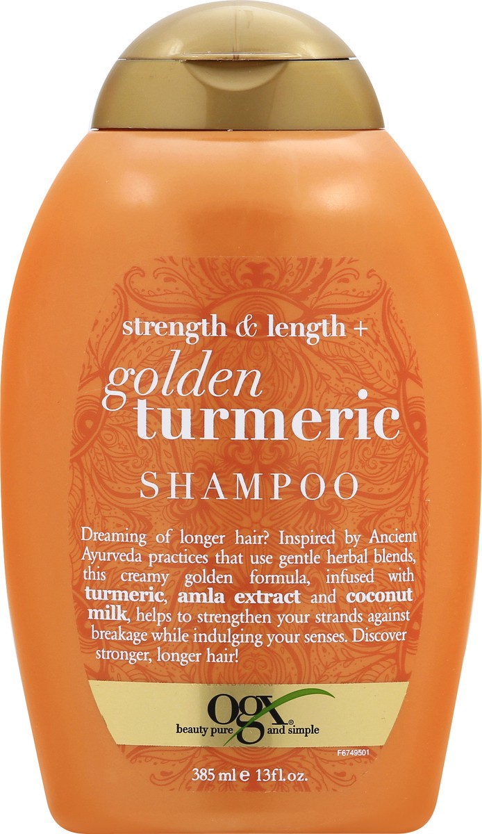 slide 1 of 11, OGX Stength & Length + Golden Turmeric Shampoo 385 ml, 13 oz