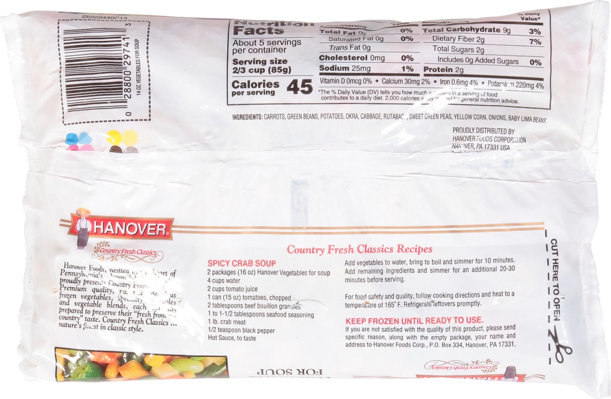 slide 14 of 14, Hanover Country Fresh Classic Vegetables for Soup 14 oz, 14 oz