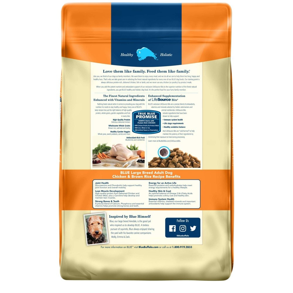 Blue Buffalo Adult Chicken & Brown Rice Large Breed Dry Dog Food 24 lb ...