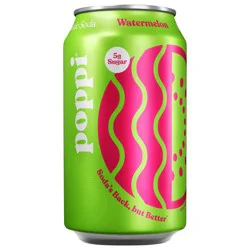 Poppi Prebiotic Soda Watermelon Flavored, 12 Fl Oz