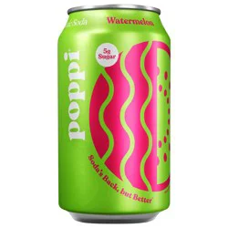 Poppi Prebiotic Soda Watermelon Flavored, 12 Fl Oz