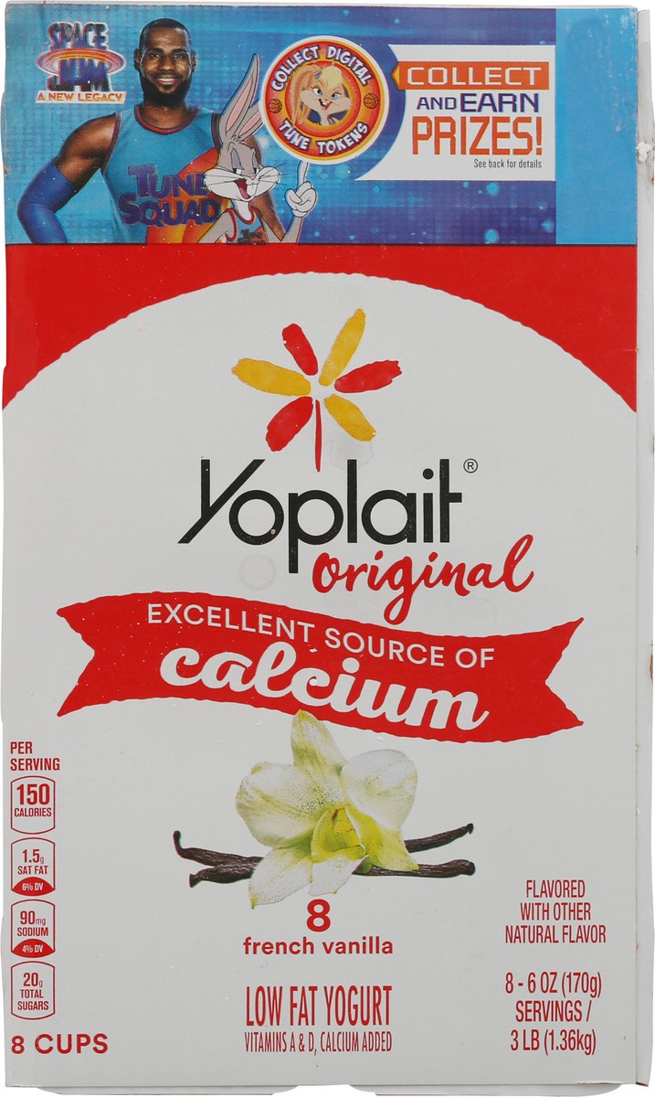 slide 2 of 10, Yoplait Original Low Fat Yogurt, French Vanilla, Good Source of Calcium, 8 Yogurt Cups, 48 oz, 8 ct