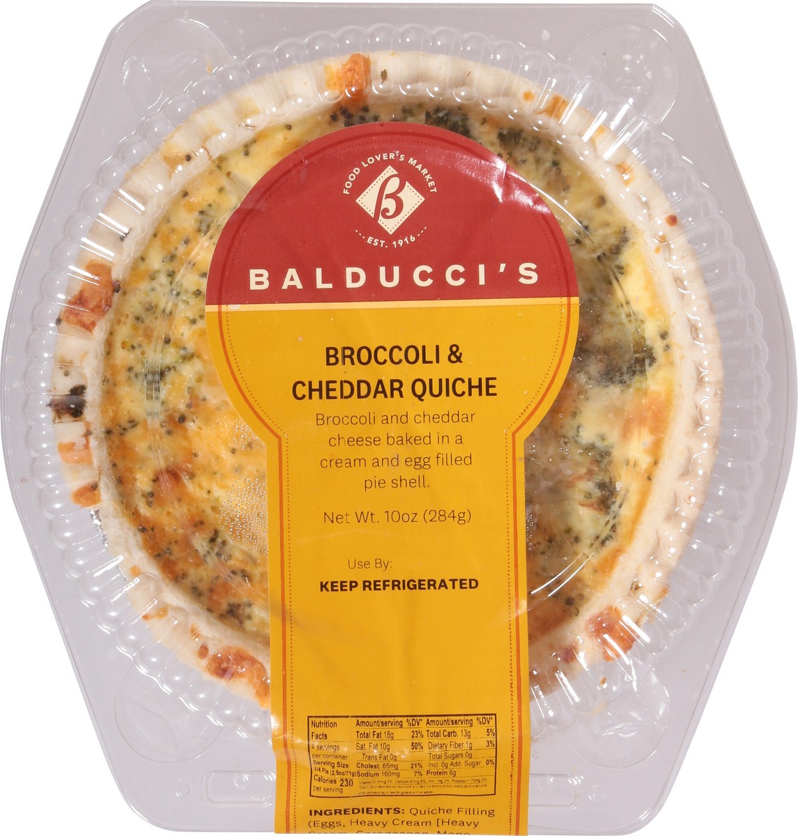 slide 9 of 14, Balducci's Broccoli & Cheddar Quiche Pie 10 oz, 10 oz