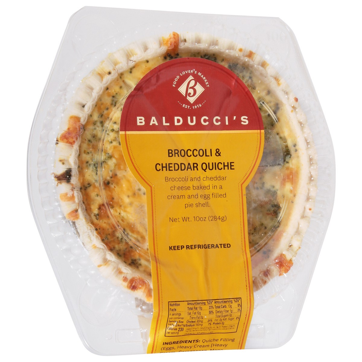 slide 5 of 14, Balducci's Broccoli & Cheddar Quiche Pie 10 oz, 10 oz