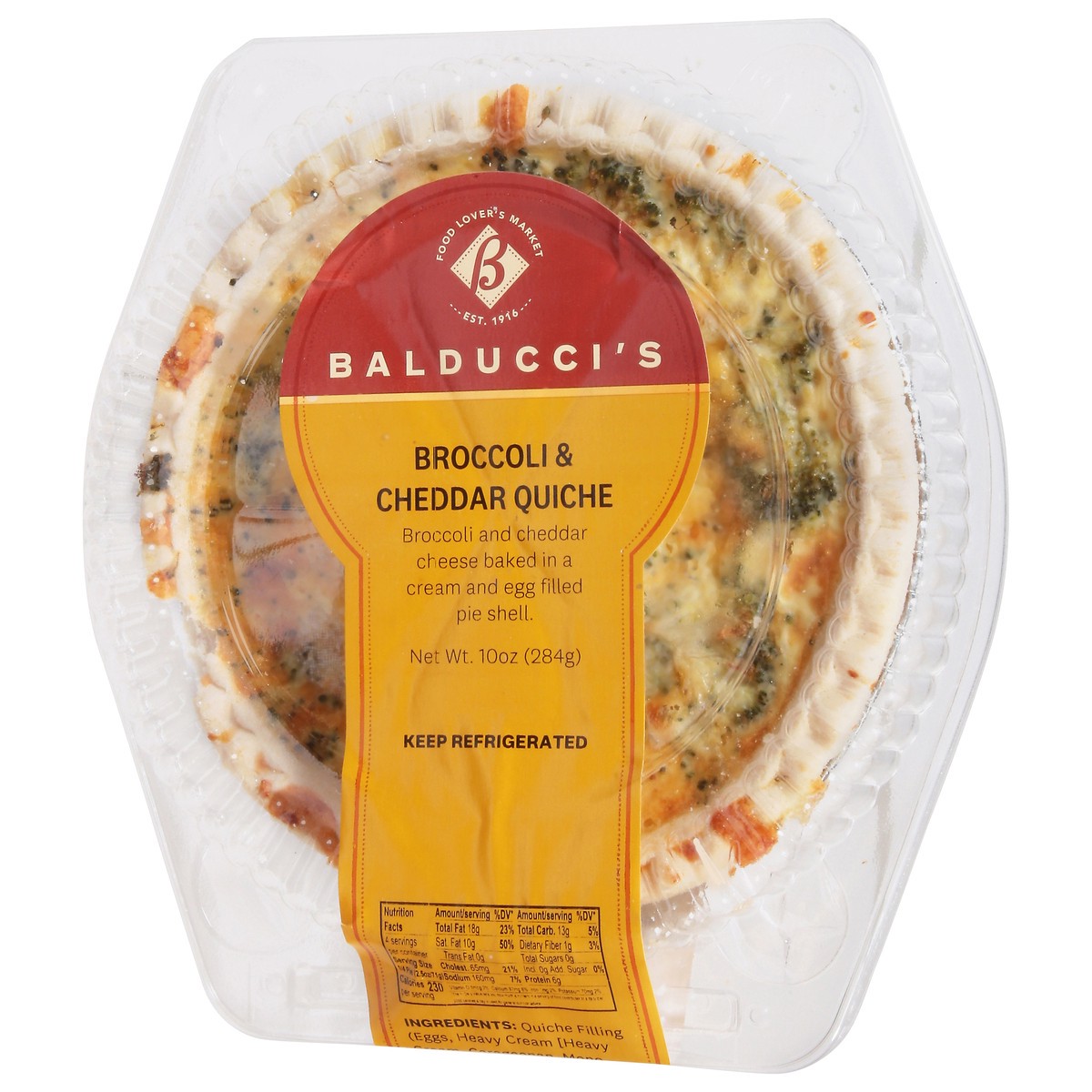 slide 14 of 14, Balducci's Broccoli & Cheddar Quiche Pie 10 oz, 10 oz