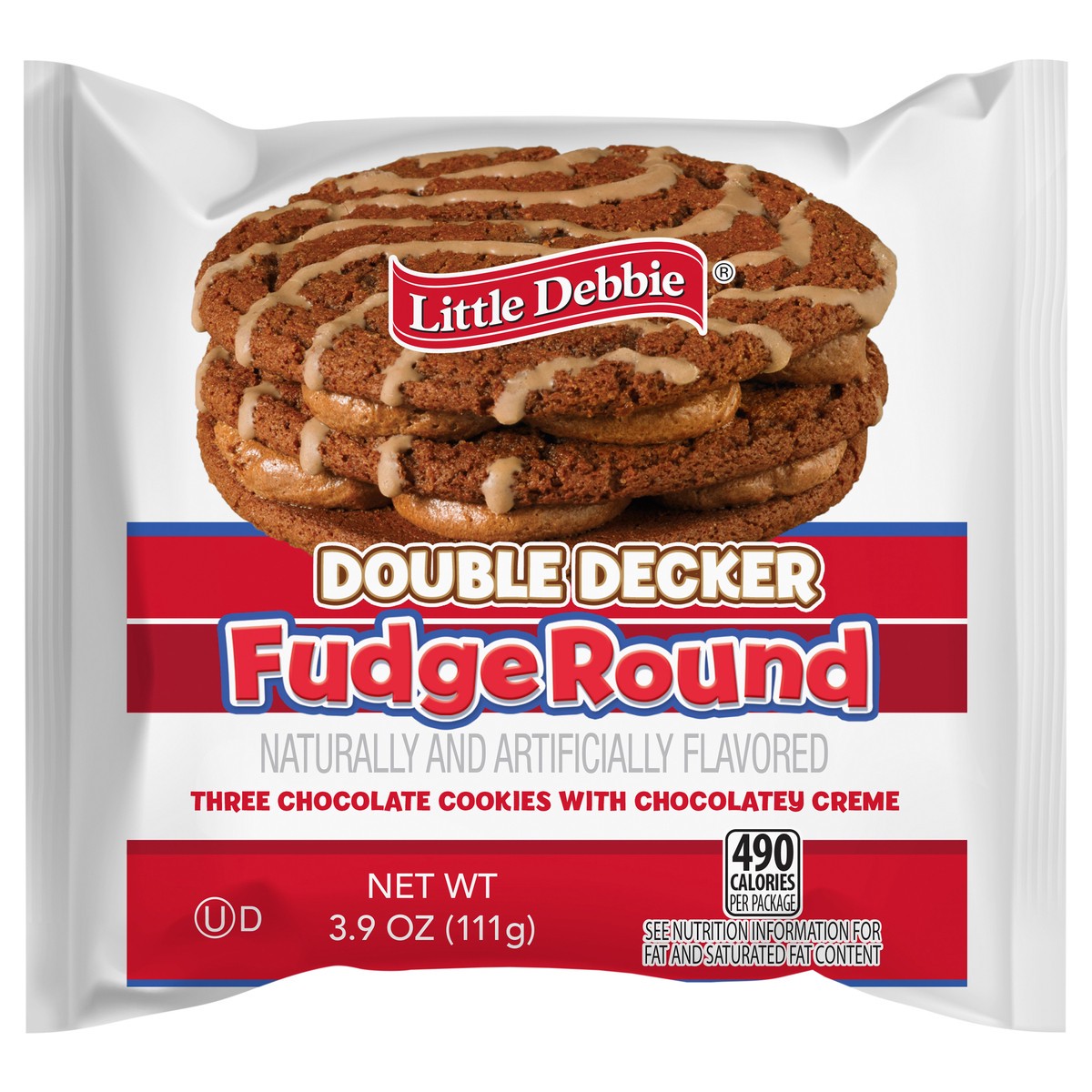 slide 7 of 13, Little Debbie Snack Cakes, Little Debbie Snack Fudge Round (Dbl Decker), 3.9 oz