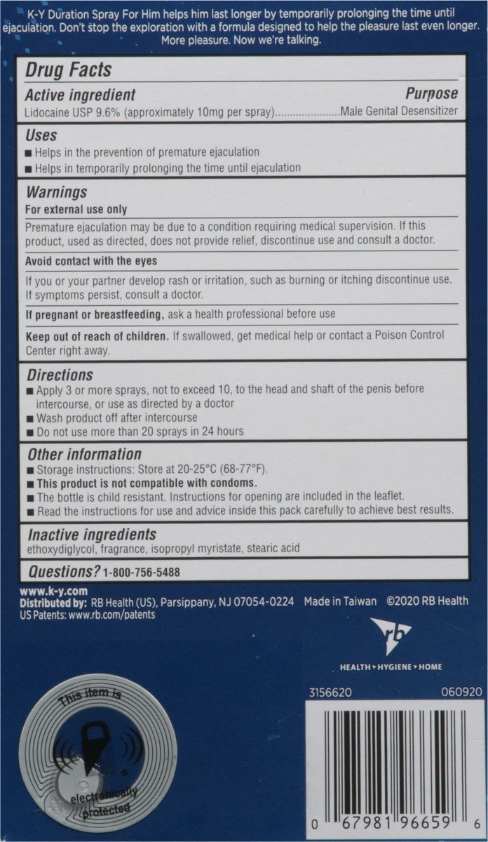 slide 4 of 9, K-Y Duration Spray 0.16 fl oz, for Men, Adult Couples, Lidocaine Numbing Male Genital Desensitizer to Last Longer, Pleasure Enhancer, 36 Sprays, No Mess Easy Application, 0.16 oz