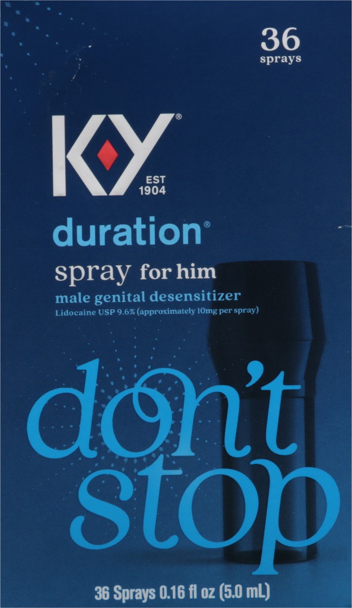slide 8 of 9, K-Y Duration Spray 0.16 fl oz, for Men, Adult Couples, Lidocaine Numbing Male Genital Desensitizer to Last Longer, Pleasure Enhancer, 36 Sprays, No Mess Easy Application, 0.16 oz
